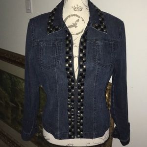 🌷 RUBY RD | DENIM BEAD TRIMMED JACKET